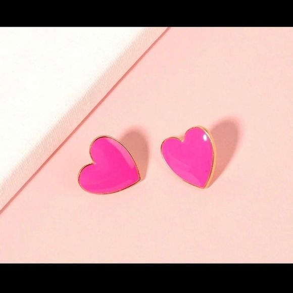 Pink heart studded valentines Day earrings brand-new similar to bubble b… - Picture 3 of 3